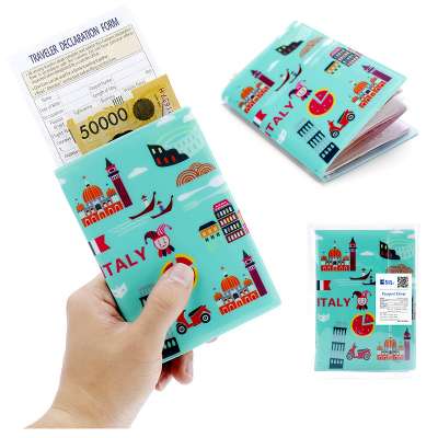 PVC fashion hot sale in Korea  waterproof  vinyl CMYK printing cute travel passport holder wallet with card slot case