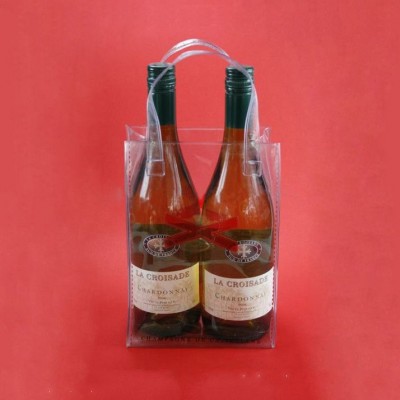 Disposable clear pvc beer carrier tote ice cube bag for wine