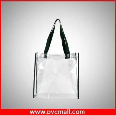 Transparent PVC handle plastic reusable pvc shopping bag with logo