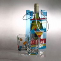 Folding clear plastic tote pvc vinyl wine ice cooler bag