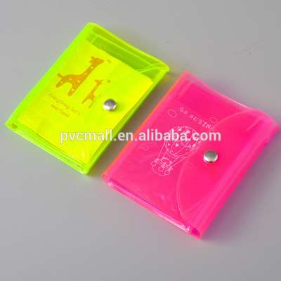 3-fold badge holder/ wallet in pink and green color with button closure