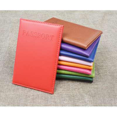 PU Leather Candy Color Smooth Pattern custom Passport cover Holder with card slot case