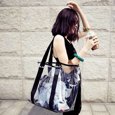 2020  European and American fashion Wholesale waterproof crystal transparent PVC jelly beach bag