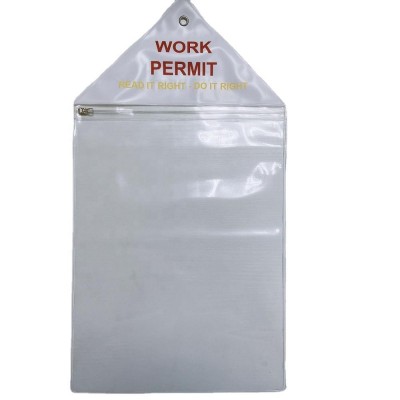 Factory PVC zip lock work Permit Holder waterproof document holder